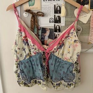 Free People Pink Floral Tank Top